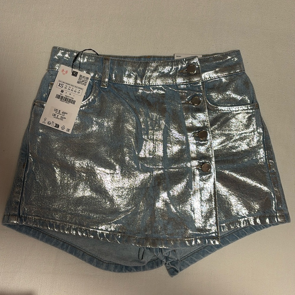 Zara Sliver Skort in Size XS NWT